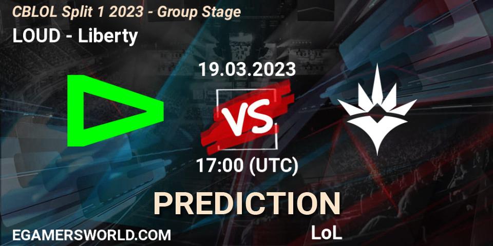 LOUD vs Liberty: Match Prediction. 19.03.23, LoL, CBLOL Split 1 2023 - Group Stage