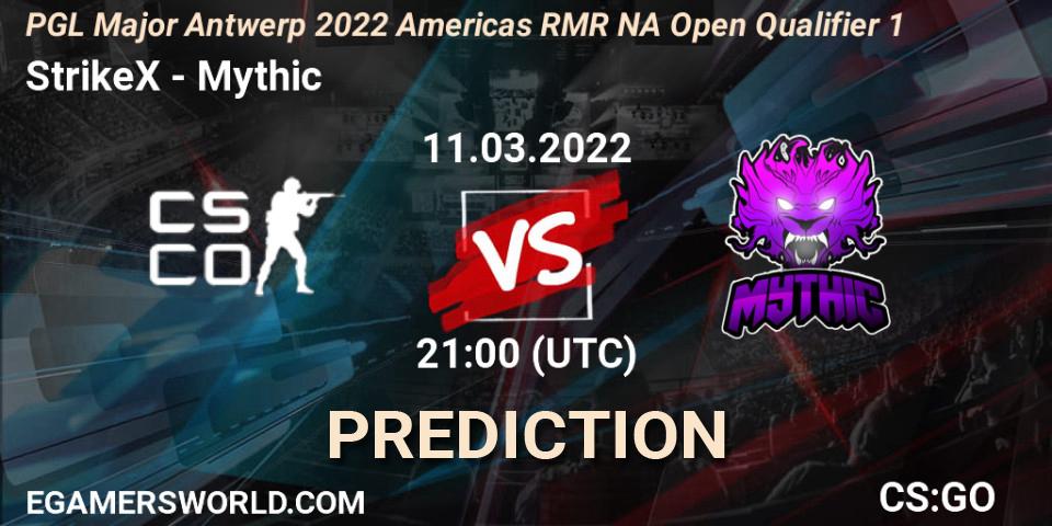 StrikeX vs Mythic: Match Prediction. 11.03.2022 at 21:05, Counter-Strike (CS2), PGL Major Antwerp 2022 Americas RMR NA Open Qualifier 1