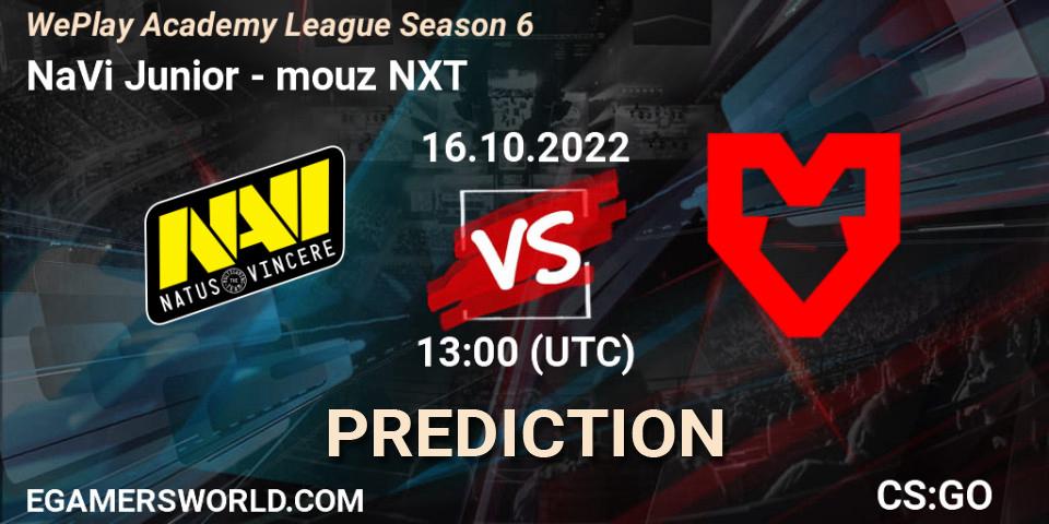 NaVi Junior vs mouz NXT: Match Prediction. 16.10.2022 at 13:10, Counter-Strike (CS2), WePlay Academy League Season 6