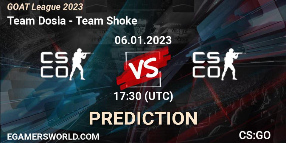 Team Dosia vs Team Shoke: Match Prediction. 06.01.2023 at 17:30, Counter-Strike (CS2), GOAT League 2023
