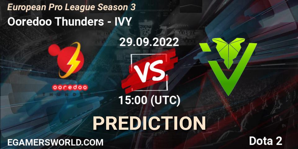 Ooredoo Thunders vs IVY: Match Prediction. 29.09.2022 at 15:26, Dota 2, European Pro League Season 3 