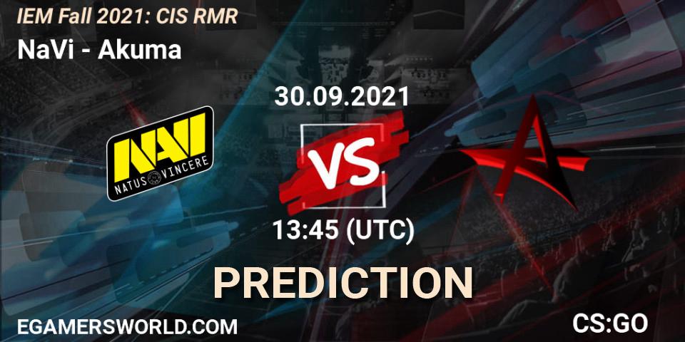 NaVi vs Akuma: Match Prediction. 30.09.2021 at 13:55, Counter-Strike (CS2), IEM Fall 2021: CIS RMR