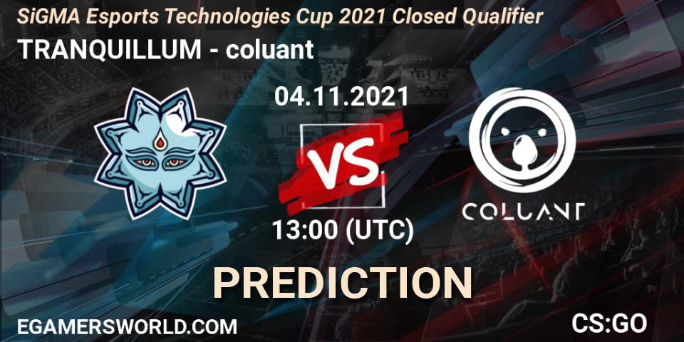 TRANQUILLUM vs coluant: Match Prediction. 04.11.2021 at 13:15, Counter-Strike (CS2), SiGMA Esports Technologies Cup 2021 Closed Qualifier
