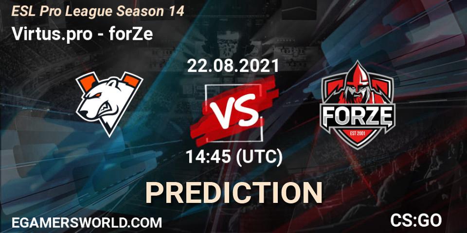 Virtus.pro vs forZe: Match Prediction. 22.08.2021 at 14:45, Counter-Strike (CS2), ESL Pro League Season 14