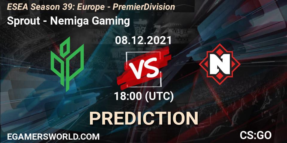 Sprout vs Nemiga Gaming: Match Prediction. 08.12.2021 at 18:00, Counter-Strike (CS2), ESEA Season 39: Europe - Premier Division