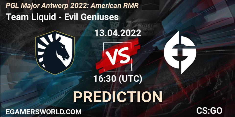Team Liquid vs Evil Geniuses: Match Prediction. 13.04.22, CS2 (CS:GO), PGL Major Antwerp 2022: American RMR