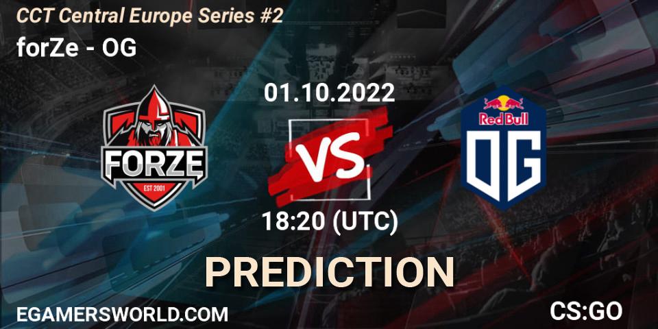 forZe vs OG: Match Prediction. 01.10.2022 at 18:20, Counter-Strike (CS2), CCT Central Europe Series #2