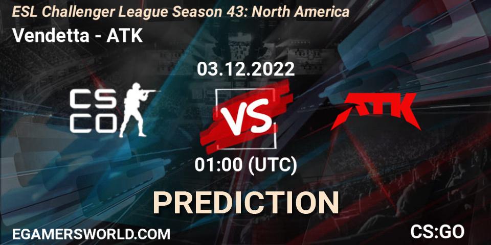 Vendetta vs ATK: Match Prediction. 03.12.22, CS2 (CS:GO), ESL Challenger League Season 43: North America