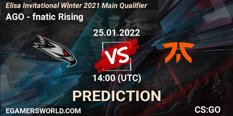 AGO vs fnatic Rising: Match Prediction. 25.01.2022 at 14:00, Counter-Strike (CS2), Elisa Invitational Winter 2021 Main Qualifier