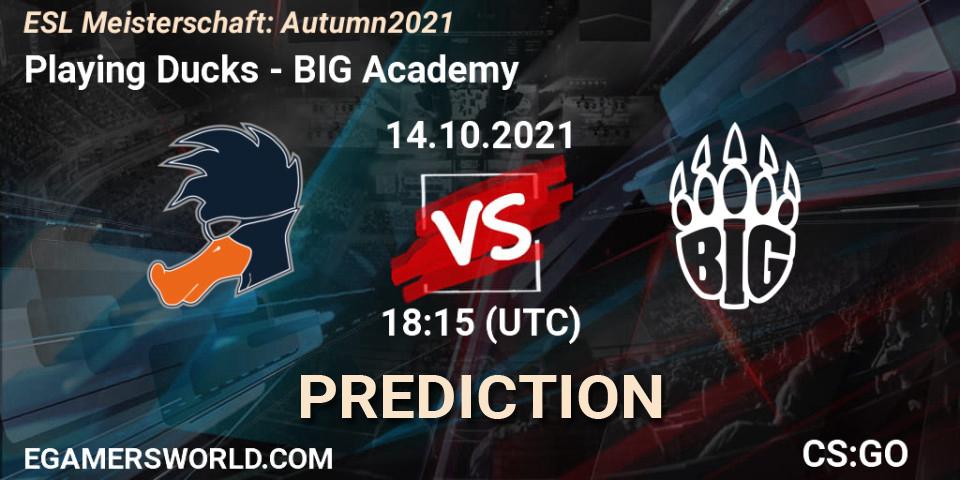 Playing Ducks vs BIG Academy: Match Prediction. 14.10.2021 at 18:15, Counter-Strike (CS2), ESL Meisterschaft: Autumn 2021