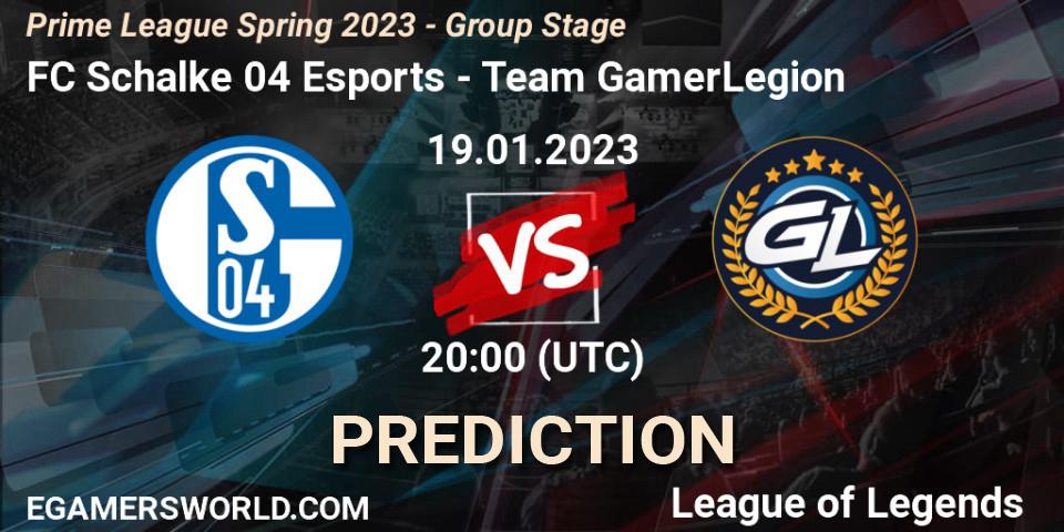 FC Schalke 04 Esports vs Team GamerLegion: Match Prediction. 19.01.23, LoL, Prime League Spring 2023 - Group Stage