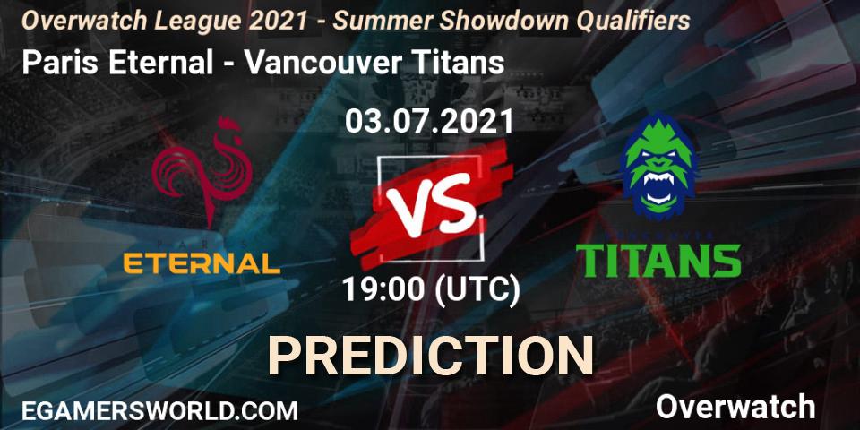 Paris Eternal vs Vancouver Titans: Match Prediction. 03.07.2021 at 19:00, Overwatch, Overwatch League 2021 - Summer Showdown Qualifiers