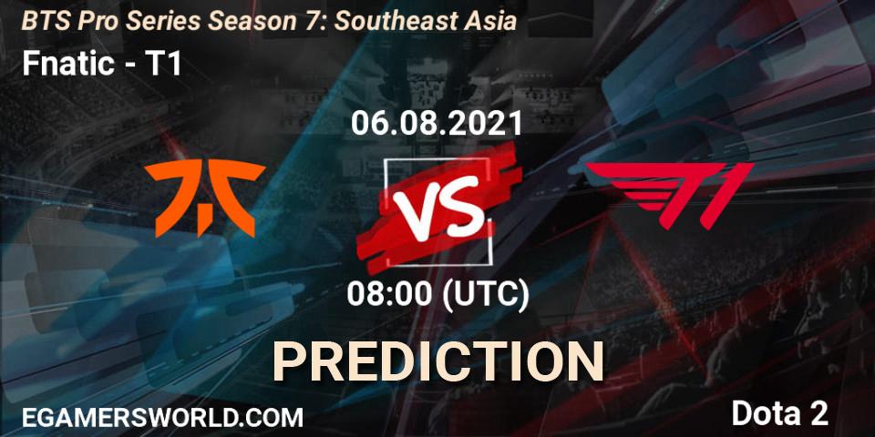 Fnatic vs T1: Match Prediction. 06.08.2021 at 08:02, Dota 2, BTS Pro Series Season 7: Southeast Asia