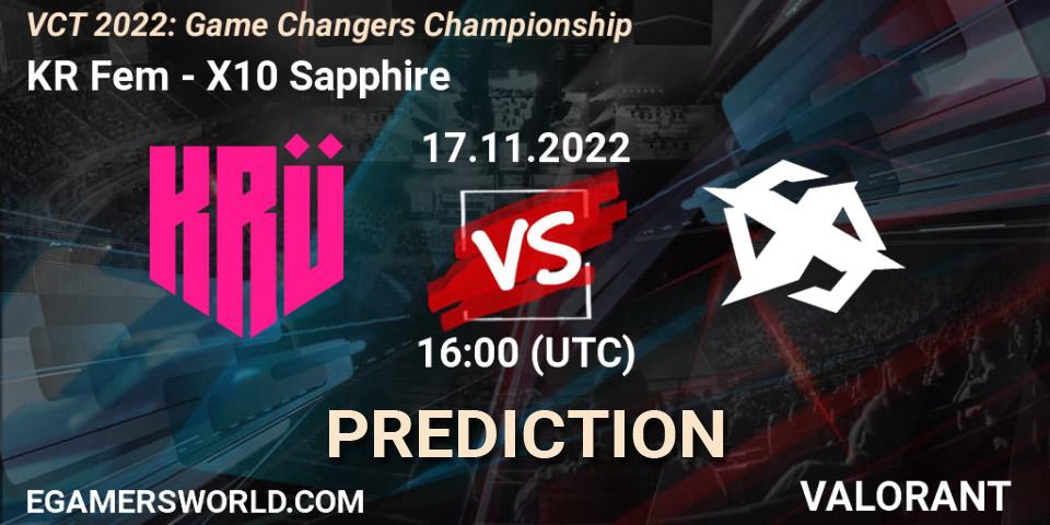 KRÜ Fem vs X10 Sapphire: Match Prediction. 17.11.2022 at 18:00, VALORANT, VCT 2022: Game Changers Championship