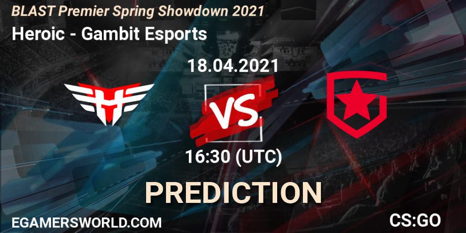 Heroic vs Gambit Esports: Match Prediction. 18.04.21, CS2 (CS:GO), BLAST Premier Spring Showdown 2021