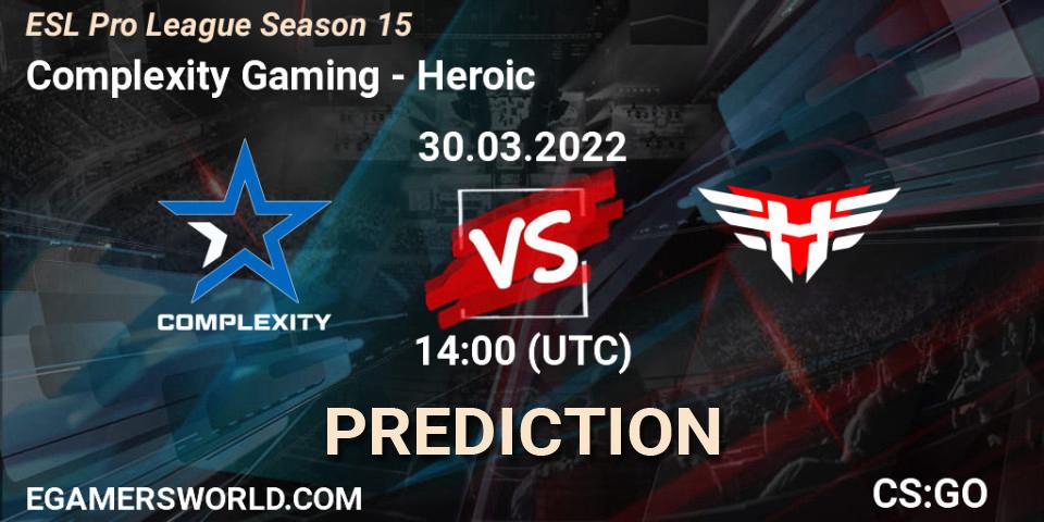 Complexity Gaming vs Heroic: Match Prediction. 30.03.22, CS2 (CS:GO), ESL Pro League Season 15