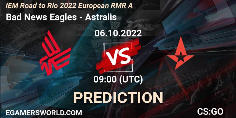Bad News Eagles vs Astralis: Match Prediction. 06.10.2022 at 09:00, Counter-Strike (CS2), IEM Road to Rio 2022 European RMR A