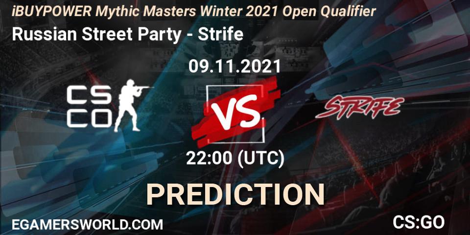 Russian Street Party vs Strife: Match Prediction. 09.11.2021 at 22:00, Counter-Strike (CS2), iBUYPOWER Mythic Masters Winter 2021 Open Qualifier