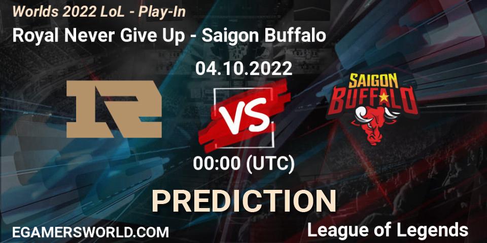 Royal Never Give Up vs Saigon Buffalo: Match Prediction. 03.10.22, LoL, Worlds 2022 LoL - Play-In