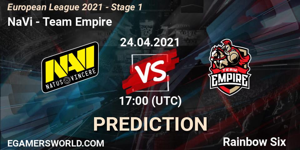 NaVi vs Team Empire: Match Prediction. 24.04.21, Rainbow Six, European League 2021 - Stage 1