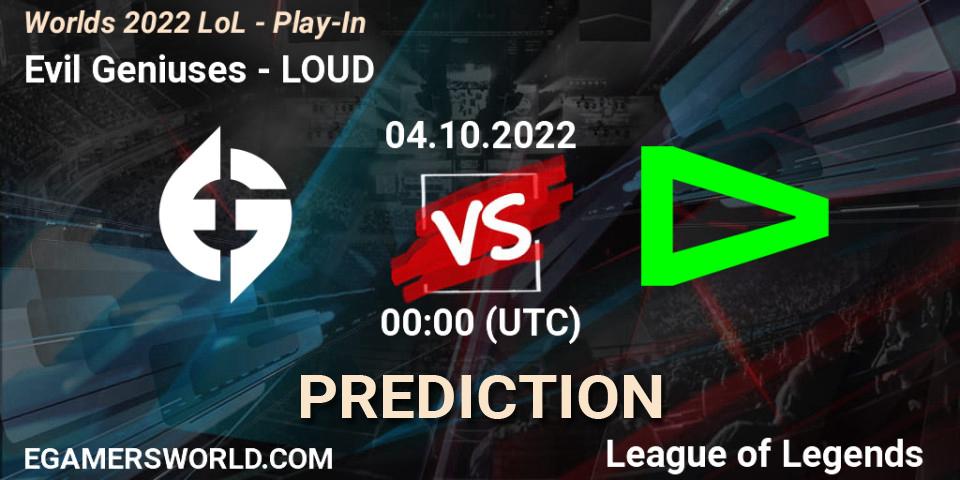 Evil Geniuses vs LOUD: Match Prediction. 30.09.22, LoL, Worlds 2022 LoL - Play-In