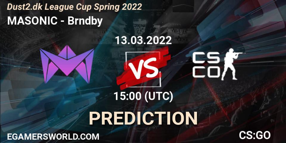 MASONIC vs Brøndby eSport: Match Prediction. 13.03.2022 at 15:00, Counter-Strike (CS2), Dust2.dk Liga Cup 2022