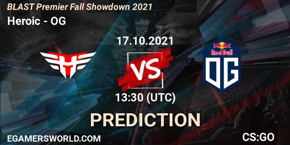 Heroic vs OG: Match Prediction. 17.10.2021 at 13:30, Counter-Strike (CS2), BLAST Premier Fall Showdown 2021