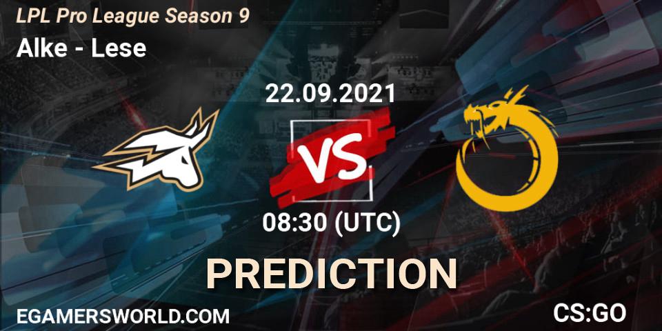 Alke vs Lese: Match Prediction. 22.09.2021 at 08:30, Counter-Strike (CS2), LPL Pro League 2021 Season 3