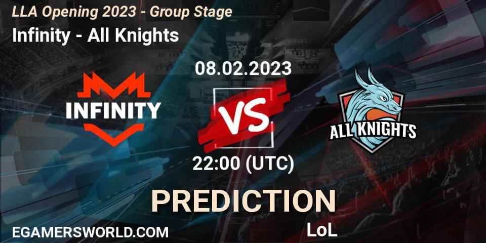 Infinity vs All Knights: Match Prediction. 08.02.23, LoL, LLA Opening 2023 - Group Stage