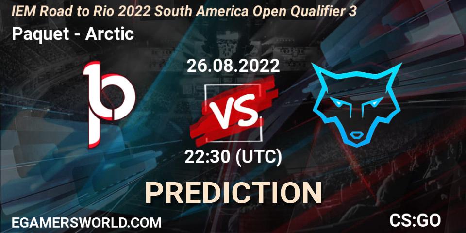 Paquetá vs Arctic: Match Prediction. 26.08.2022 at 22:30, Counter-Strike (CS2), IEM Road to Rio 2022 South America Open Qualifier 3