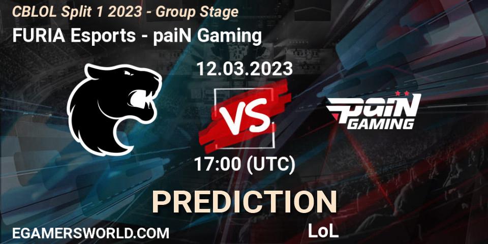FURIA Esports vs paiN Gaming: Match Prediction. 12.03.23, LoL, CBLOL Split 1 2023 - Group Stage