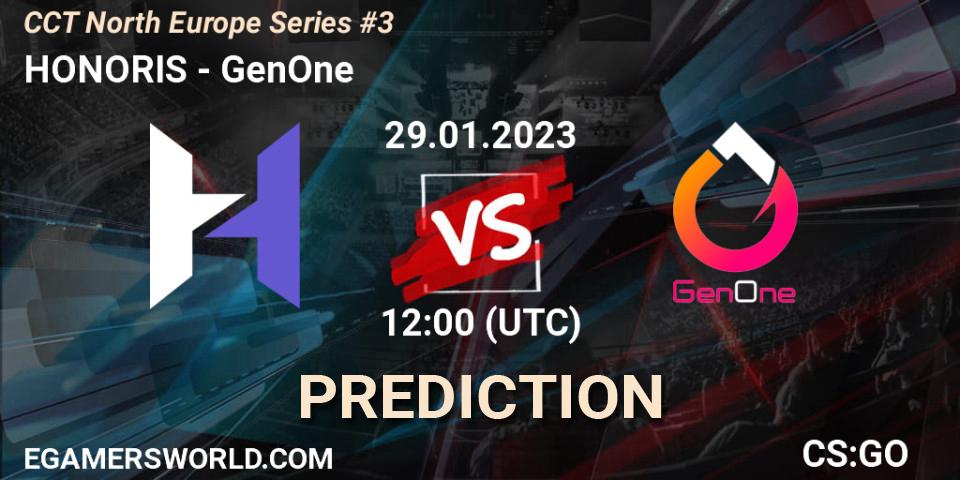 HONORIS vs GenOne: Match Prediction. 29.01.2023 at 12:00, Counter-Strike (CS2), CCT North Europe Series #3