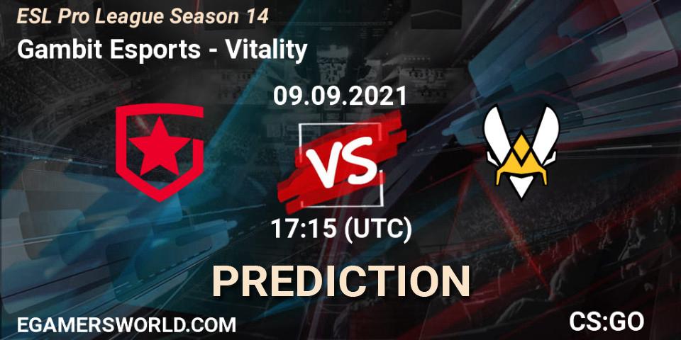 Gambit Esports vs Vitality: Match Prediction. 09.09.2021 at 17:55, Counter-Strike (CS2), ESL Pro League Season 14