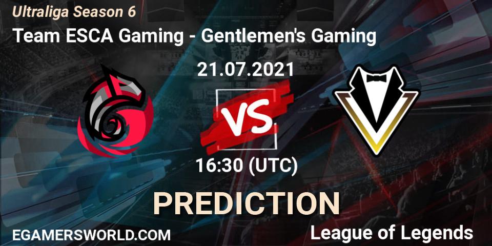 Team ESCA Gaming vs Gentlemen's Gaming: Match Prediction. 29.06.2021 at 15:30, LoL, Ultraliga Season 6