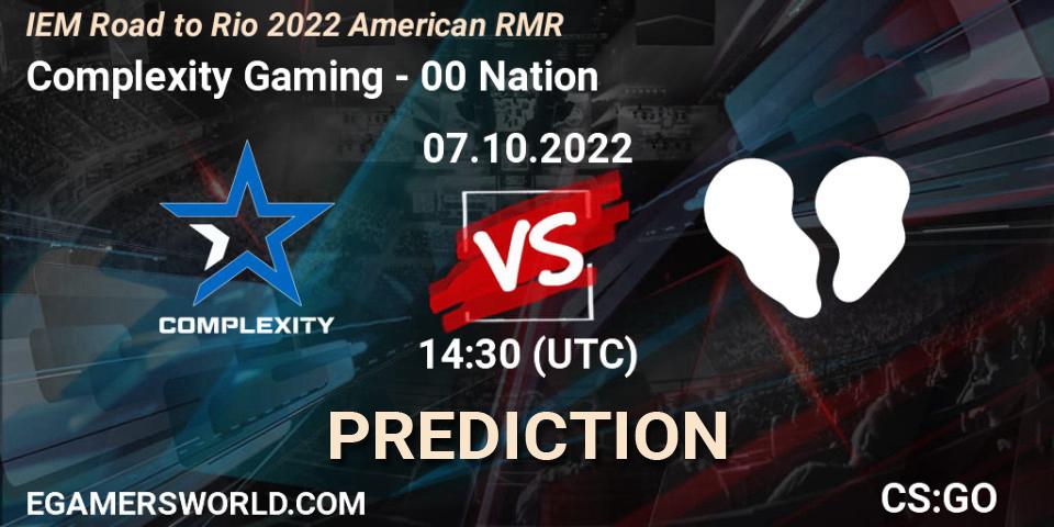 Complexity Gaming vs 00 Nation: Match Prediction. 07.10.2022 at 14:30, Counter-Strike (CS2), IEM Road to Rio 2022 American RMR