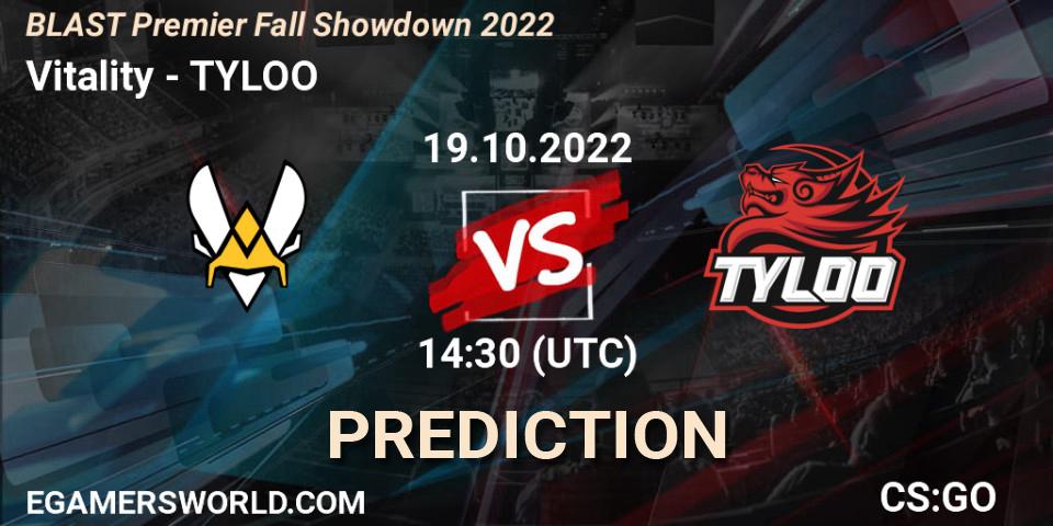 Vitality vs TYLOO: Match Prediction. 19.10.22, CS2 (CS:GO), BLAST Premier Fall Showdown 2022 Europe