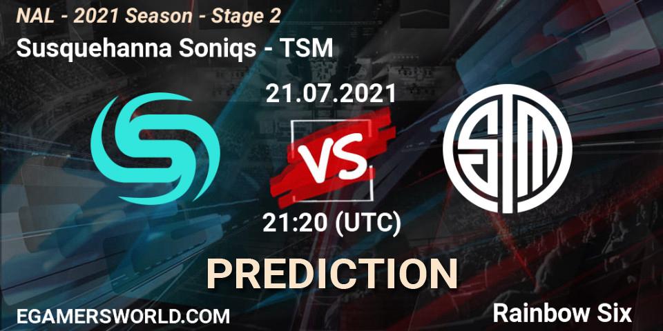 Susquehanna Soniqs vs TSM: Match Prediction. 21.07.2021 at 21:20, Rainbow Six, NAL - 2021 Season - Stage 2