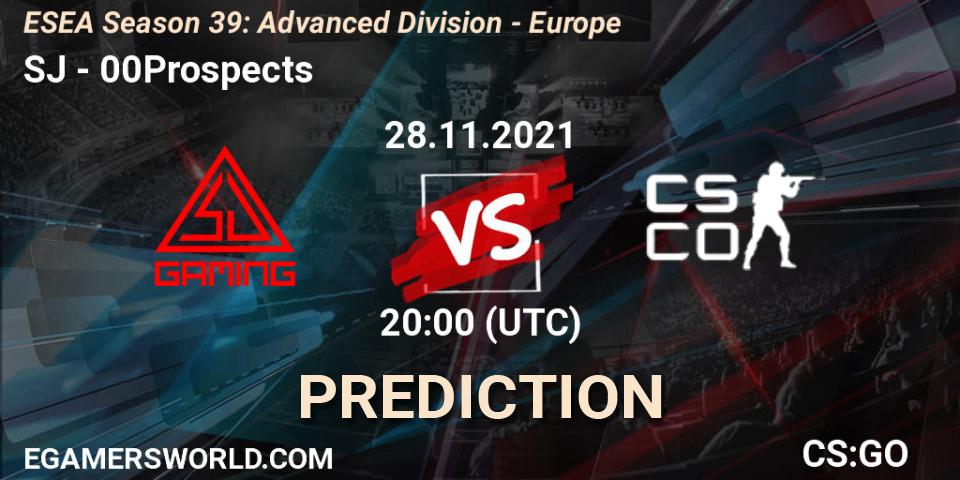 SJ vs 00Prospects: Match Prediction. 28.11.21, CS2 (CS:GO), ESEA Season 39: Advanced Division - Europe