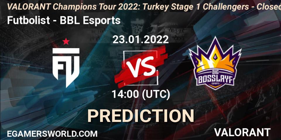 Futbolist vs BBL Esports: Match Prediction. 23.01.22, VALORANT, VCT 2022: Turkey Stage 1 Challengers - Closed Qualifier 2