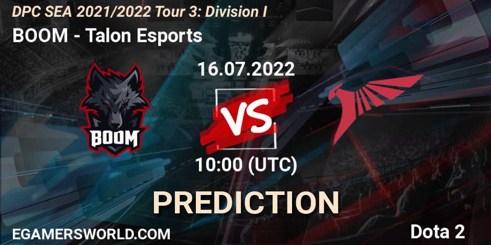 BOOM vs Talon Esports: Match Prediction. 16.07.22, Dota 2, DPC SEA 2021/2022 Tour 3: Division I