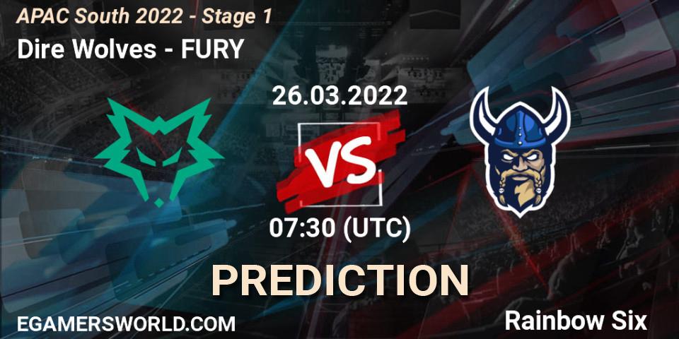 Dire Wolves vs FURY: Match Prediction. 26.03.2022 at 07:30, Rainbow Six, APAC South 2022 - Stage 1