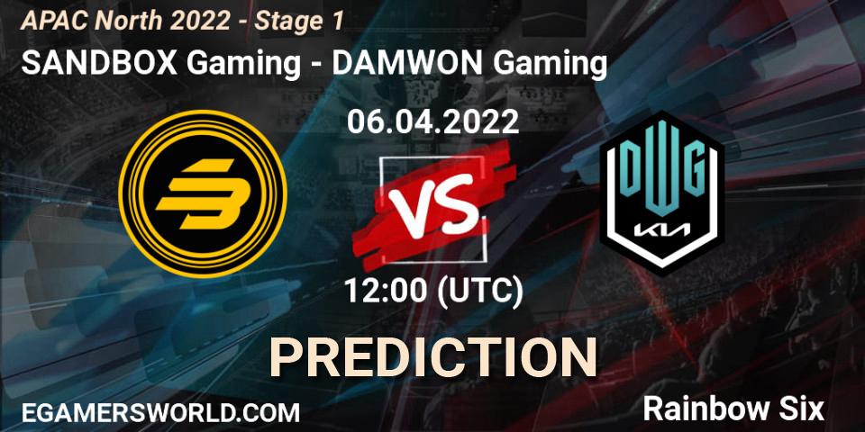 SANDBOX Gaming vs DAMWON Gaming: Match Prediction. 06.04.2022 at 12:00, Rainbow Six, APAC North 2022 - Stage 1
