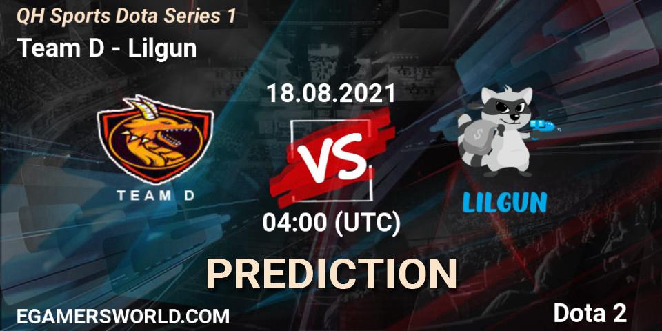 Team D vs Lilgun: Match Prediction. 18.08.2021 at 06:04, Dota 2, QH Sports Dota Series 1