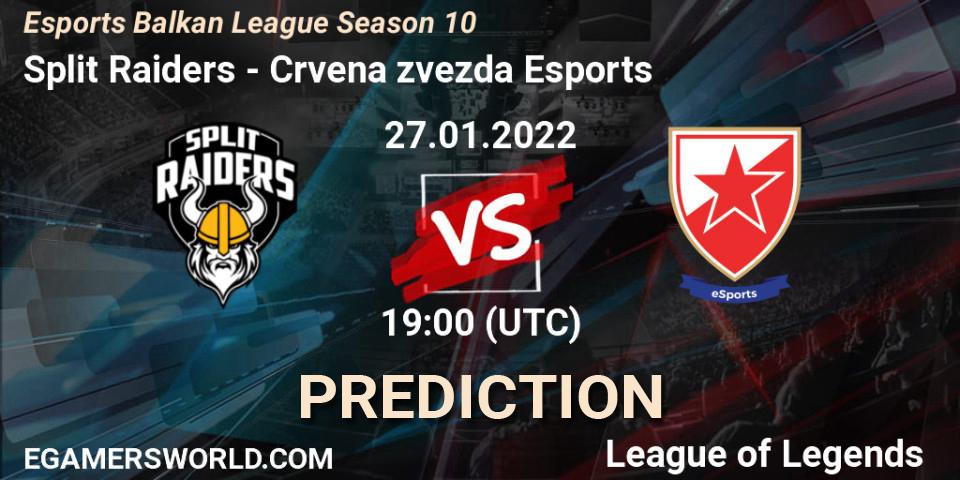 Split Raiders vs Crvena zvezda Esports: Match Prediction. 01.02.2022 at 19:00, LoL, Esports Balkan League Season 10
