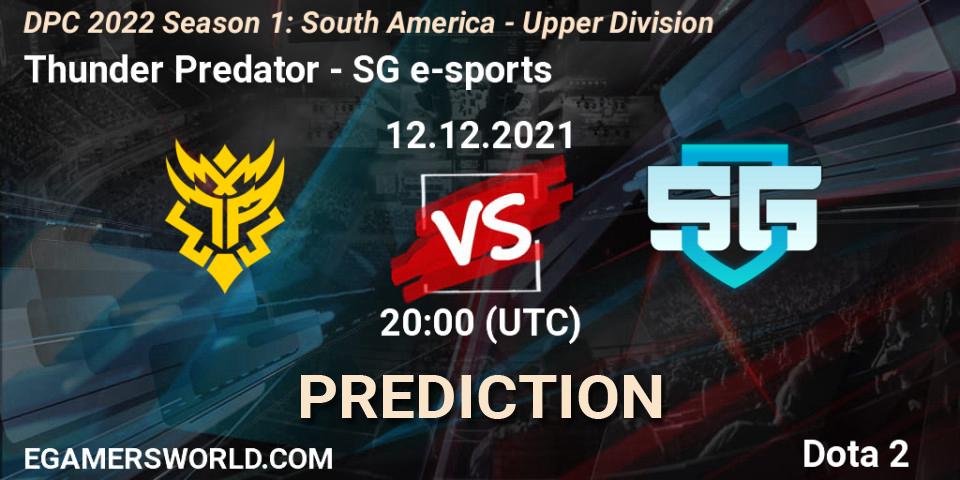 Thunder Predator vs SG e-sports: Match Prediction. 12.12.21, Dota 2, DPC 2022 Season 1: South America - Upper Division