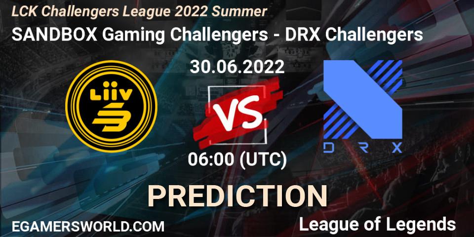 SANDBOX Gaming Challengers vs DRX Challengers: Match Prediction. 30.06.22, LoL, LCK Challengers League 2022 Summer