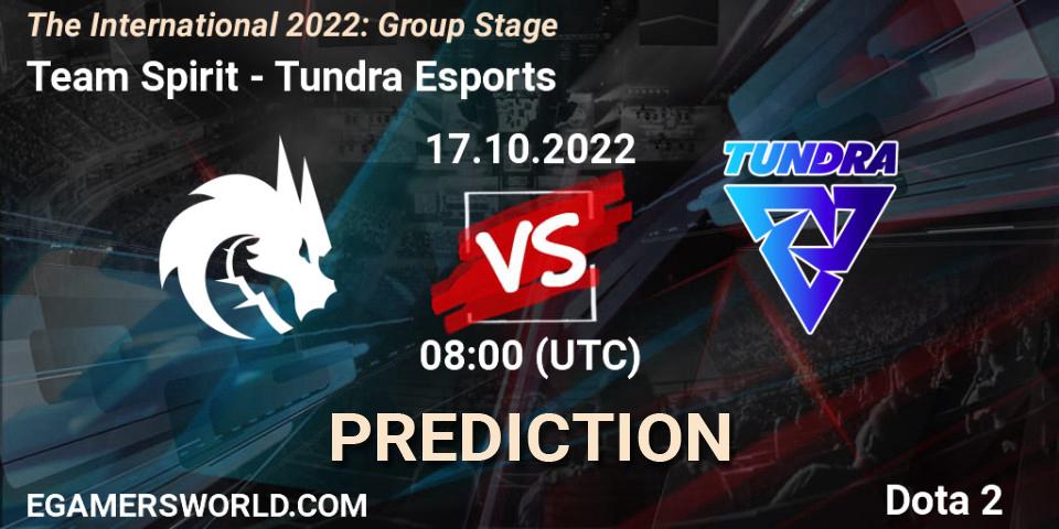 Team Spirit vs Tundra Esports: Match Prediction. 17.10.22, Dota 2, The International 2022: Group Stage