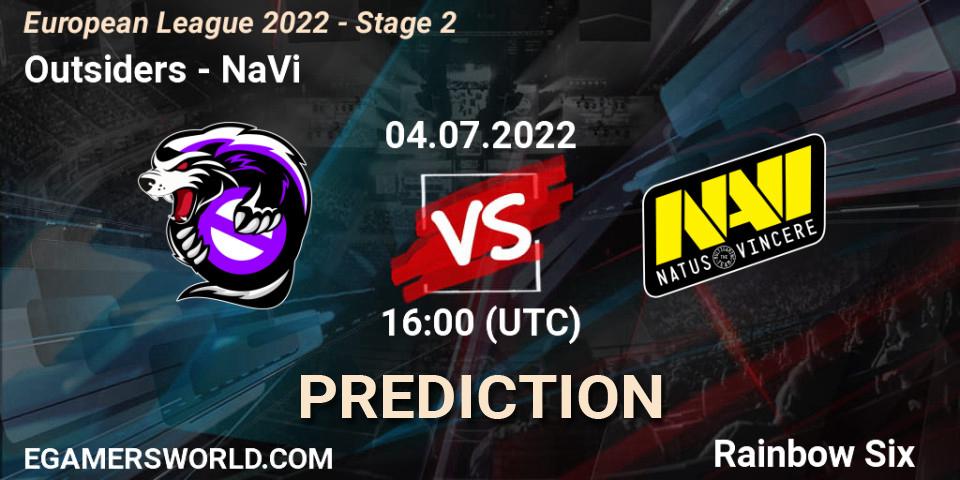 Outsiders vs NaVi: Match Prediction. 04.07.2022 at 16:00, Rainbow Six, European League 2022 - Stage 2