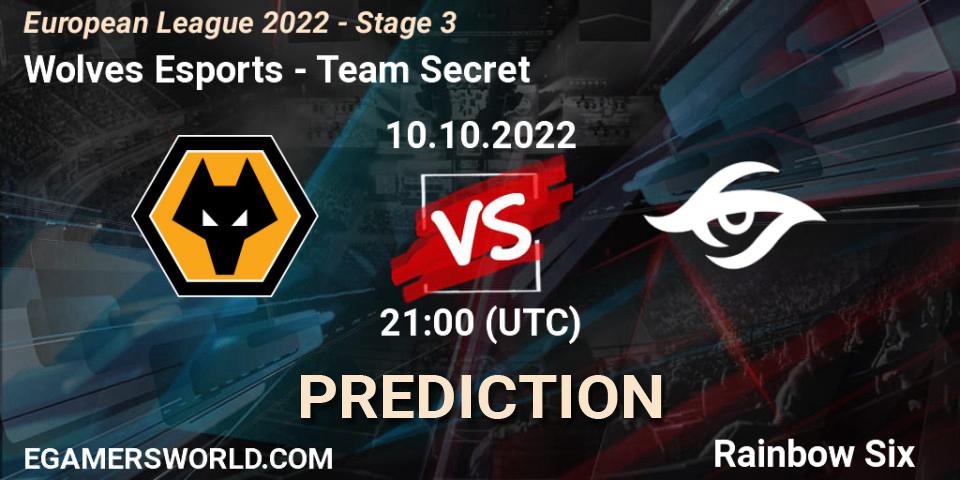 Wolves Esports vs Team Secret: Match Prediction. 10.10.2022 at 21:00, Rainbow Six, European League 2022 - Stage 3