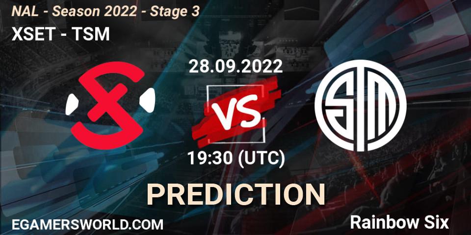 XSET vs TSM: Match Prediction. 28.09.2022 at 19:30, Rainbow Six, NAL - Season 2022 - Stage 3